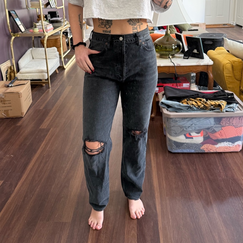 Agolde Black Straight Leg Jeans
